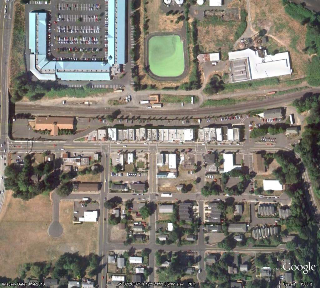 Columbia River Highway in Troutdale (photo credit: Google Earth 2011).