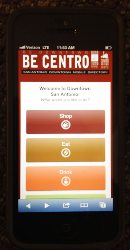 San Antonio downtown website on iPhone, Source: MIG